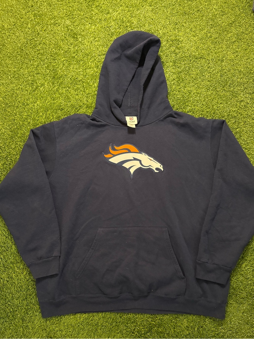 NFL Denver Broncos Navy Pullover Hoodie with Team Logo